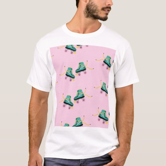 Retro roller schaatsen: roze. t-shirt (Voorkant)
