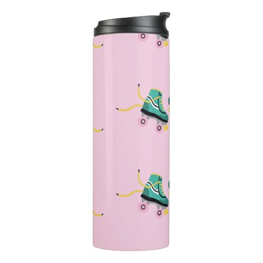 Retro roller schaatsen: roze. thermosbeker (Gedraaid links)