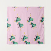 Retro roller schaatsen: roze. wandkleed (Voorkant (horizontaal))