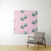 Retro roller schaatsen: roze. wandkleed (In situ)