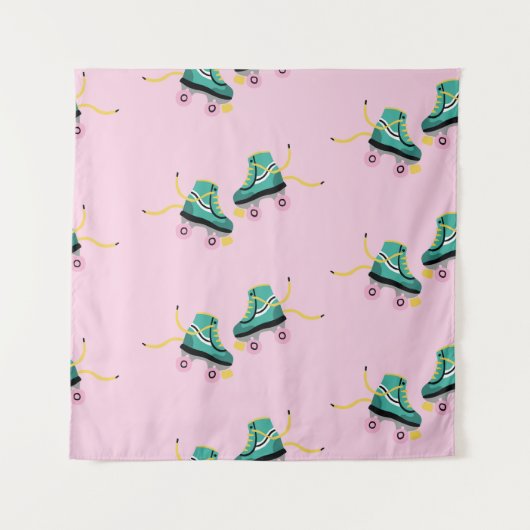 Retro roller schaatsen: roze. wandkleed (Voorkant)