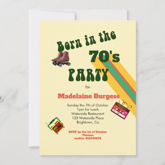 Retro Roller Schaatsen Tapes 50th Birthday Party Kaart (Achterkant)