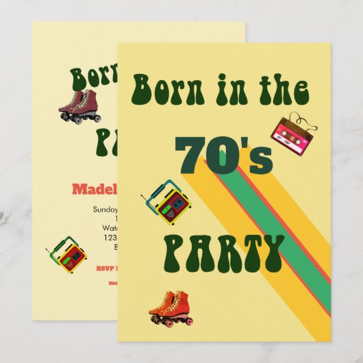 Retro Roller Schaatsen Tapes 50th Birthday Party Kaart (Voorkant / Achterkant)