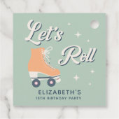 Retro Roller Schaatsen Verjaardagsfeest Dank u Bedankjes Labels (Achterkant)