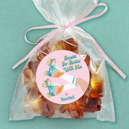 Retro Roller Schaatsen Verjaardagsfeest Dank u Ronde Sticker