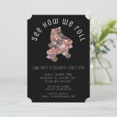 Retro Roller Schaatsen Verjaardagsfeestje Uitnodig Kaart (Staand voorkant)