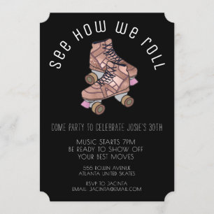 Retro Roller Schaatsen Verjaardagsfeestje Uitnodig Kaart