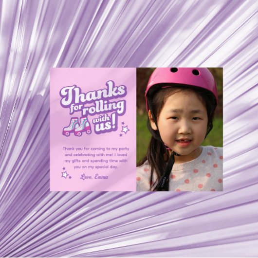 Retro Roller Schaatsfeest Foto Bedankbrief Bedankkaart