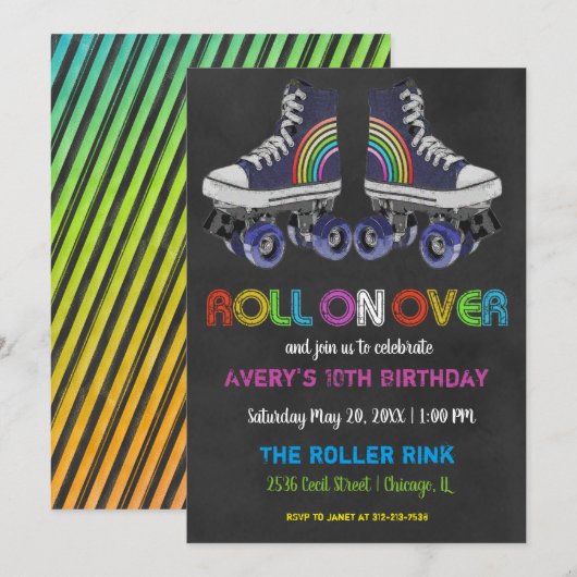 Retro Roller Schaatsfeest Kaart (Voorkant / Achterkant)