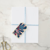 Retro Roller Schaatsfeestje Blauw & Rood 70-er jar Cadeaulabel (Met Touw)