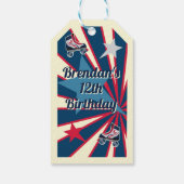 Retro Roller Schaatsfeestje Blauw & Rood 70-er jar Cadeaulabel (Achterkant)