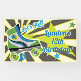 Retro Roller Skate Feestje Spandoek
