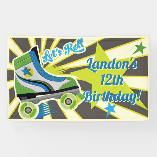 Retro Roller Skate Feestje Spandoek (Horizontaal)