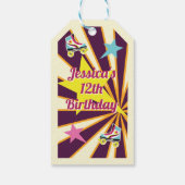 Retro Roller Skate Party Pink & Purple 70's  Cadeaulabel (Achterkant)