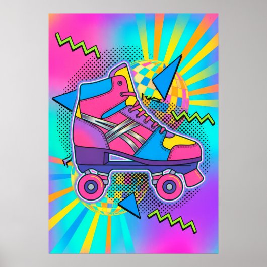 Retro Roller Skate Pop Art Poster (Voorkant)