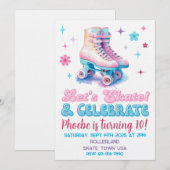 Retro Roller Skate Uitnodiging Aangepaste Verjaard (Voorkant / Achterkant)
