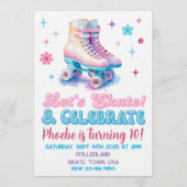 Retro Roller Skate Uitnodiging Aangepaste Verjaard (Voorkant)