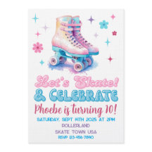 Retro Roller Skate Uitnodiging Aangepaste Verjaard
