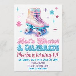 Retro Roller Skate Uitnodiging Aangepaste Verjaard