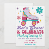 Retro Roller Skate Uitnodiging voor verjaardagsfee (Voorkant / Achterkant)