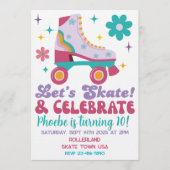 Retro Roller Skate Uitnodiging voor verjaardagsfee (Voorkant)