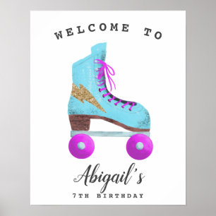 Retro Roller Skateday Party Welkomstteken Poster