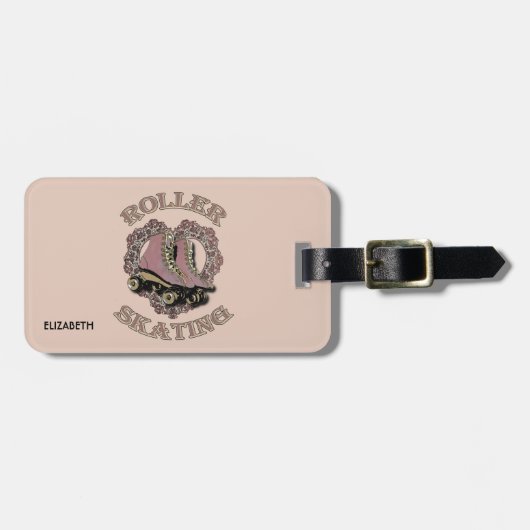 Retro Roller Skater Gift Bagagelabel (Voorkant horizontaal)