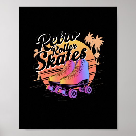 Retro Roller Skates - 80s Vibes Sticker Poster (Voorkant)