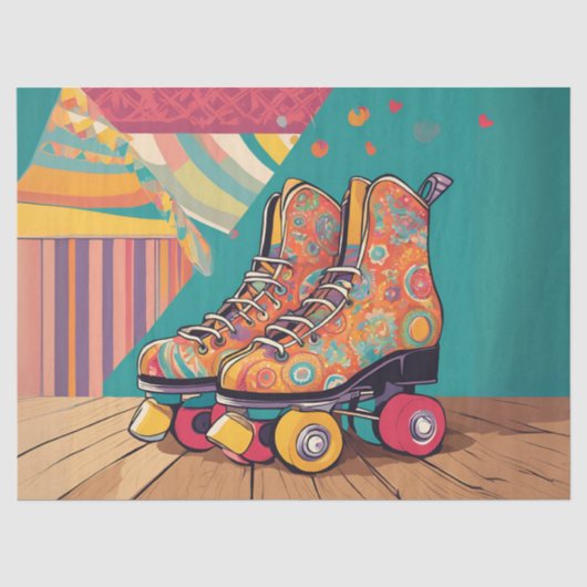 Retro Roller Skates Decoupage Papier (Voorkant)