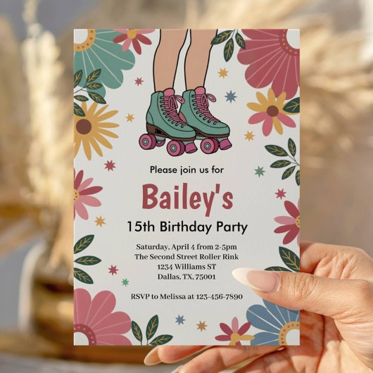 Retro Roller Skating Birthday Kaart