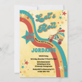 Retro Roller Skating Birthday Party Invitation Kaart (Voorkant)