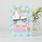 Retro Roller Skating Birthday Party Invitation Kaart (Staand voorkant)