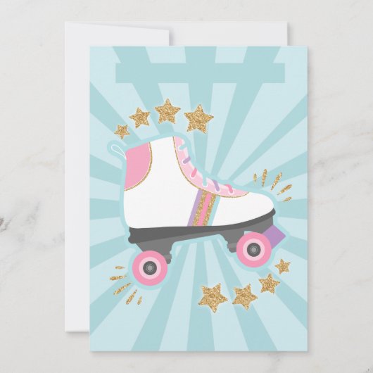 Retro Roller Skating Birthday Party Invitation Kaart (Achterkant)