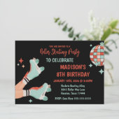 Retro Roller Skating Birthday Party Invitation Kaart (Staand voorkant)