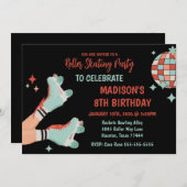 Retro Roller Skating Birthday Party Invitation Kaart (Voorkant / Achterkant)