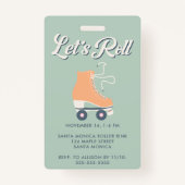 Retro Roller Skating Birthday Party Invitation VIP Badge (Achterkant)