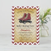 retro Roller Skating Birthday Party Kaart (Staand voorkant)