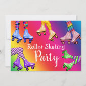Retro Roller Skating Birthday Party Kaart (Voorkant)