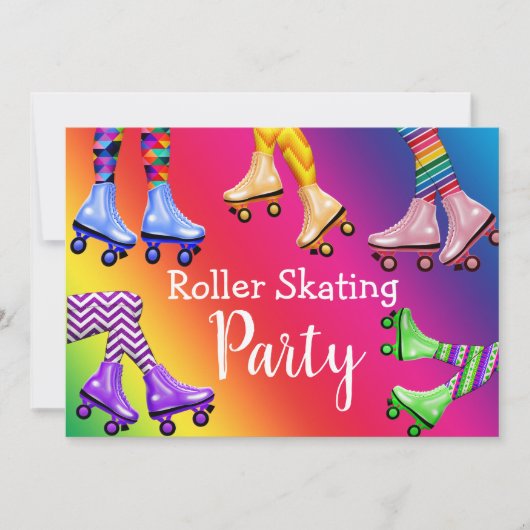 Retro Roller Skating Birthday Party Kaart (Voorkant)