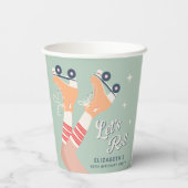 Retro Roller Skating Birthday Party Papieren Bekers (Achterkant)