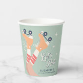 Retro Roller Skating Birthday Party Papieren Bekers (Voorkant)