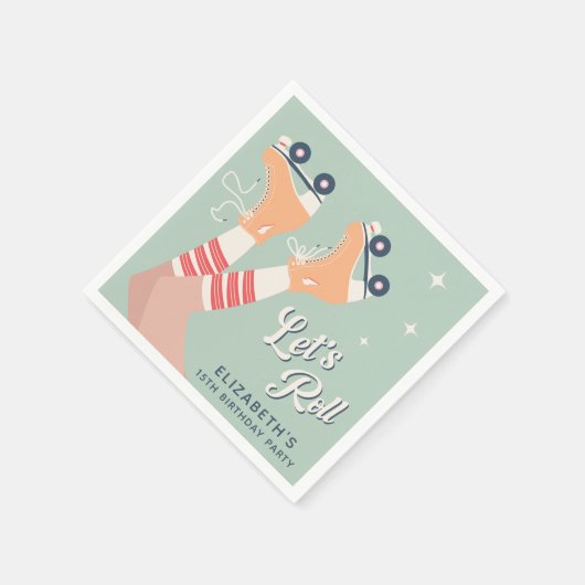 Retro Roller Skating Birthday Party Servet (Hoek)