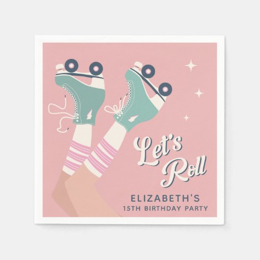Retro Roller Skating Birthday Party Servet (Voorkant)