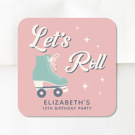 Retro Roller Skating Birthday Party Vierkante Sticker