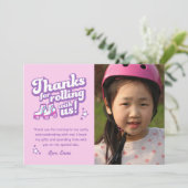 Retro Roller Skating Party Photo Thanks Download Kaart (Staand voorkant)