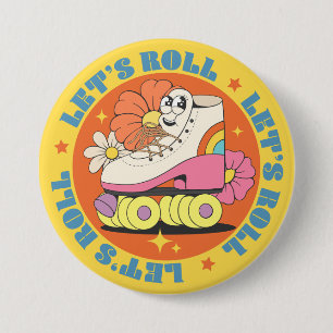 Retro Roller Skating Ronde Button 7,6 Cm