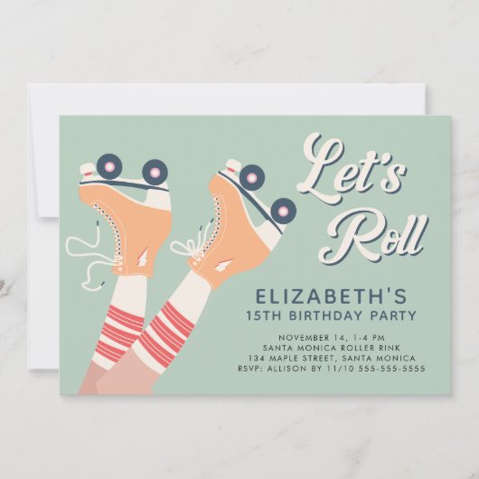 Retro Roller Skating Sage Birthday Kaart (Voorkant)
