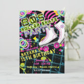 Retro Roller Skating Schaats Verjaardagsfeestje ja Kaart (Staand voorkant)