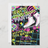 Retro Roller Skating Schaats Verjaardagsfeestje ja Kaart (Voorkant)