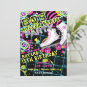 Retro Roller Skating Schaats Verjaardagsfeestje ja Kaart (Staand voorkant)